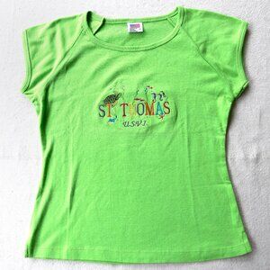 Vintage Y2K Green St. Thomas Souvenir Tee | Embroidered | Mall Girl